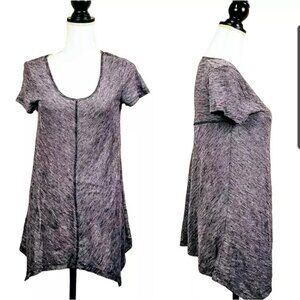 NWT CABLE & GAUGE Top, Gray Cotton Blend Solid Short Sleeve Boho Flowy Casual, S